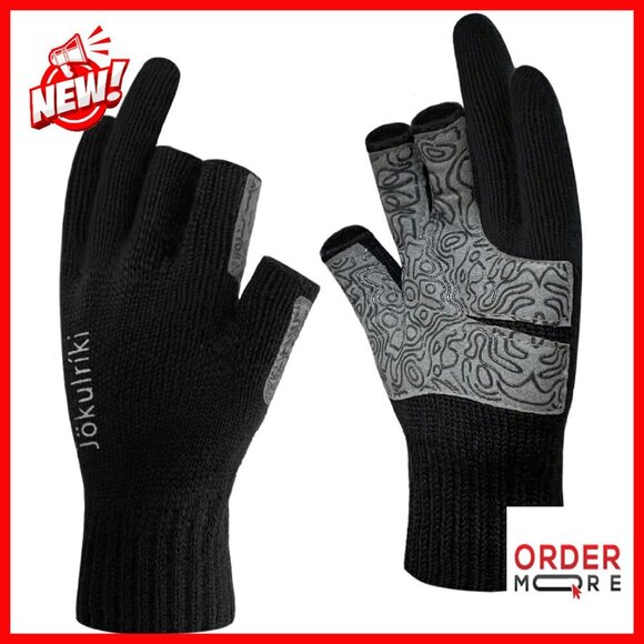 Merino Wool Fingerless Gloves 3-Cut Design Cold Weather Outdoor